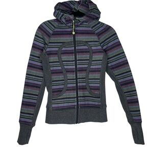 Lululemon Athletica Scuba Hoodie Poncho Stripe Long Sleeve Zip Up Size 2